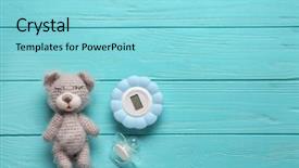  Presentation with baby toy - Theme featuring newborn screening - composition with baby toy background and a arctic colored foreground