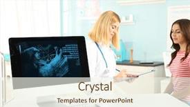  Presentation with ultrasound - Audience pleasing slide deck consisting of newborn screening - computer with ultrasound scan backdrop and a sky blue colored foreground