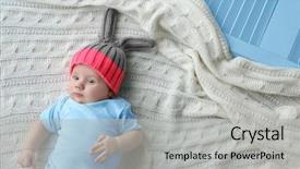  Presentation with cute baby - Colorful slide deck enhanced with newborn screening - cute little baby in bunny backdrop and a light gray colored foreground