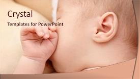  Presentation with breast feeding - Theme having newborn sucks mother's breast background and a lemonade colored foreground