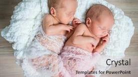  Presentation with newborn - Colorful presentation design enhanced with newborn twins - a boy backdrop and a soft green colored foreground
