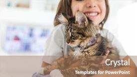  Presentation with home - Cool new PPT theme with newcats - happy kid at home playing backdrop and a coral colored foreground