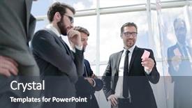  Presentation with competitive business strategy - Amazing PPT layouts having newco - businessman explaining new business strategy backdrop and a tawny brown colored foreground