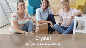  Presentation with new home - Amazing slides having newcollege - group of friends moving backdrop and a coral colored foreground