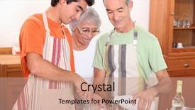  Presentation with old man - Slide set with newcomer - 20 years old boy background and a  colored foreground