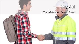  Presentation with apprentice - PPT theme having newcomer - builder welcoming apprentice background and a lemonade colored foreground