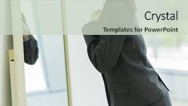  Presentation with business women - Slides with newcomer - business women who make dressing background and a soft green colored foreground