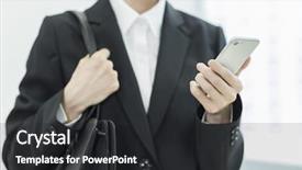  Presentation with job - Slide deck featuring newcomer - women in job hunting background and a dark gray colored foreground