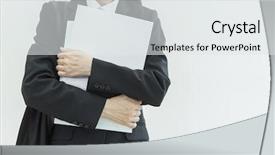  Presentation with hunting - Presentation design featuring newcomer - women in job hunting background and a white colored foreground