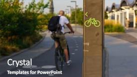  Presentation with asphalt road - Slides having newcycles nature - bicycle asphalt road background and a dark gray colored foreground