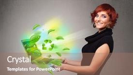  Presentation with notebook - Beautiful PPT layouts featuring newcycles nature - casual young woman holding notebook backdrop and a coral colored foreground