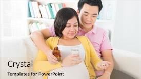  Presentation with medicine pregnant woman - Slide deck with newdrugs - asian pregnant woman having medicine background and a lemonade colored foreground