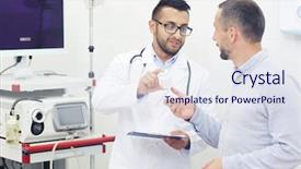  Presentation with modern - Cool new theme with newdrugs - modern clinician in uniform showing backdrop and a sky blue colored foreground