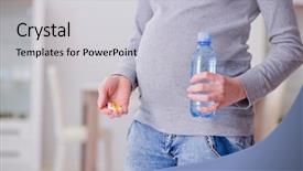  Presentation with pregnant woman - Colorful slide set enhanced with newdrugs - pregnant woman taking pills backdrop and a light gray colored foreground