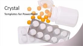  Presentation with tablets - Slides consisting of newdrugs - tablets and vitamins isolated background and a white colored foreground