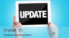  Presentation with modernization - Cool new PPT theme with text update with blue background backdrop and a arctic colored foreground