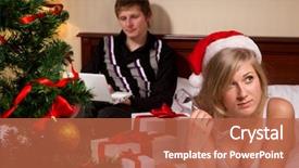  Presentation with young sing woman singing young - Presentation theme enhanced with newignore - young woman in santa's hats background and a red colored foreground