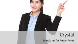  Presentation with break even point analysis bep - Beautiful PPT theme featuring newindices - businesswoman with finger point up backdrop and a light gray colored foreground