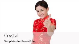  Presentation with chinese new year - Beautiful presentation theme featuring newindices - chinese woman in traditional cheongsam backdrop and a  colored foreground