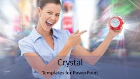  Presentation with clock - Presentation theme featuring newindices - digital composite of woman holding background and a ocean colored foreground