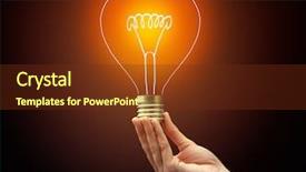  Presentation with light bulb - PPT theme having newintelligent - hand holding light bulb background and a tawny brown colored foreground