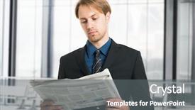  Presentation with sports newspaper - Slides featuring newletter - portrait of a young businessman background and a gray colored foreground