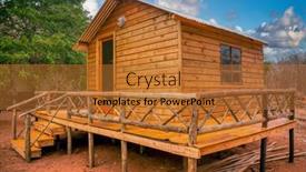  Presentation with build - Presentation theme featuring newly-build-wood-cabin background and a red colored foreground