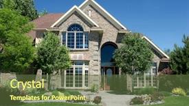  Presentation with modern - Slide deck having newly constructed modern american home background and a tawny brown colored foreground