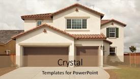  Presentation with new home sales - Beautiful theme featuring wood architecture plants - newly constructed modern american home backdrop and a coral colored foreground