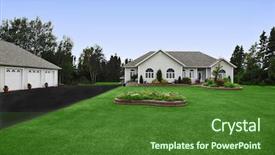  Presentation with rural development - Cool new PPT theme with monthly financial performance - energy efficiency chart with calculator backdrop and a soft green colored foreground