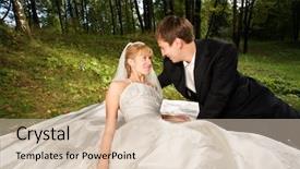  Presentation with married - Cool new PPT theme with newly married couple enjoying each other backdrop and a lemonade colored foreground