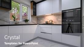  Presentation with flooring - Slides having newly-renovated-kitchen-with-modern background and a gray colored foreground