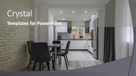  Presentation with apartment - Presentation theme featuring newly-renovated-studio-apartment background and a gray colored foreground
