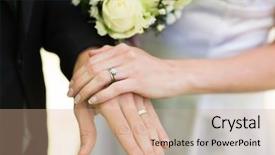  Presentation with bride and groom at wedding - Presentation design having newly wed - closeup of bride and groom background and a coral colored foreground