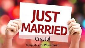  Presentation with colorful fancy carp fish koi - Beautiful presentation theme featuring newly wed - just married card with colorful backdrop and a coral colored foreground