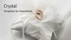  Presentation with wedding rings - Theme enhanced with newly wed - wedding cushion with rings background and a light gray colored foreground