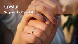  Presentation with people helping each teamwork couple - Theme featuring newly wed couple holding each background and a red colored foreground