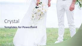  Presentation with white wedding - Audience pleasing slide deck consisting of newly-weds-in-white-wedding backdrop and a sky blue colored foreground