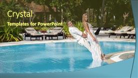  Presentation with fall - Colorful presentation design enhanced with newlyweds fall into the pool backdrop and a tawny brown colored foreground