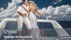  Presentation with yacht - Amazing presentation design having newlyweds have a rest on a yacht backdrop and a ocean colored foreground