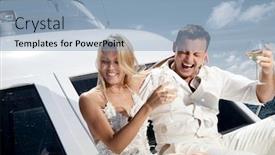  Presentation with yacht - Audience pleasing PPT theme consisting of newlyweds have a rest on a yacht backdrop and a light blue colored foreground