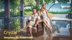  Presentation with hotel - Cool new PPT theme with newlyweds-relax-at-the-hotel backdrop and a tawny brown colored foreground
