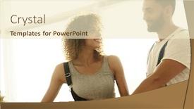  Presentation with house window - PPT layouts enhanced with newlyweds standing near a window in a new house background and a cream colored foreground