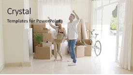  Presentation with joy - Slide set consisting of newmarriage - young couple dancing for joy background and a soft green colored foreground