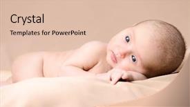  Presentation with pediatrics newborn - PPT theme featuring newpediatric - portrait of a sweet newborn background and a lemonade colored foreground