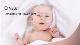  Presentation with pediatrics - Audience pleasing PPT layouts consisting of newpediatric - sweet smiling baby backdrop and a sky blue colored foreground