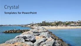  Presentation with beach rocks - Presentation design enhanced with newport-beach-ca-march-28 background and a light blue colored foreground