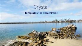  Presentation with beach rocks - Presentation theme consisting of newport-beach-california-january-6 background and a sky blue colored foreground