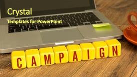  Presentation with campaign - Cool new PPT theme with news agency - campaign written on a wooden backdrop and a tawny brown colored foreground