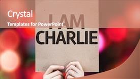  Presentation with colorful fancy carp fish koi - Audience pleasing PPT theme consisting of news agency - i am charlie card backdrop and a coral colored foreground